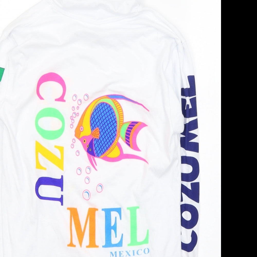 La Laguna Womens White  Cotton Pullover Hoodie Size S  Pullover - Cozumel Mexico