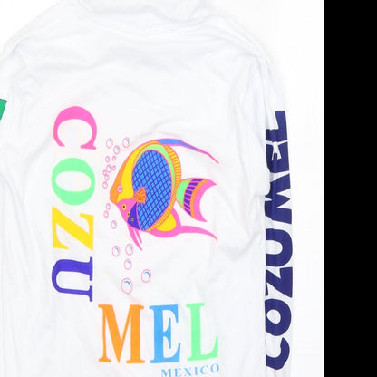 La Laguna Womens White  Cotton Pullover Hoodie Size S  Pullover - Cozumel Mexico