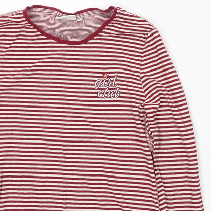 Tom Taylor Girls Red Striped Cotton Pullover Casual Size L Round Neck Pullover