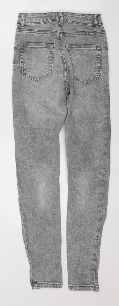 Denim & Co. Womens Grey  Cotton Skinny Jeans Size 6 L27 in Regular Button