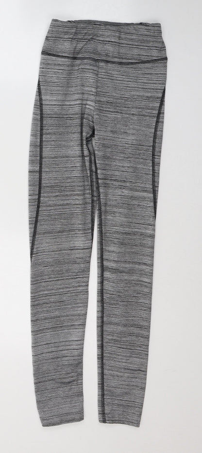 ClpActive Womens Grey Striped Polyester Pedal Pusher Leggings Size XS L26 in Regular Pullover