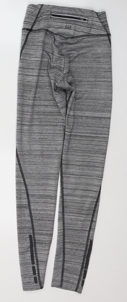 ClpActive Womens Grey Striped Polyester Pedal Pusher Leggings Size XS L26 in Regular Pullover