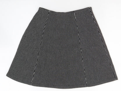 Bershka Womens Black Striped Cotton Mini Skirt Size M