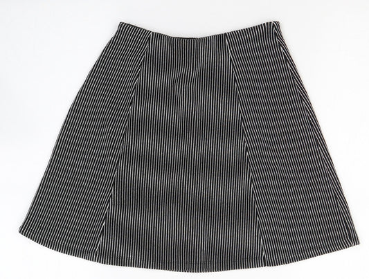Bershka Womens Black Striped Cotton Mini Skirt Size M