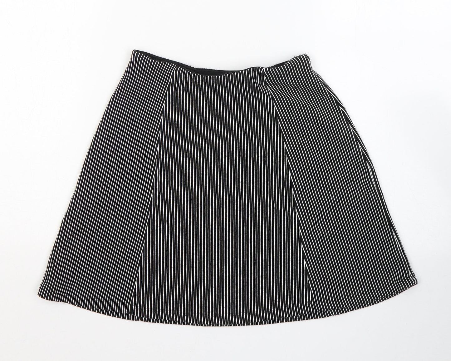 Bershka Womens Black Striped Cotton Mini Skirt Size M