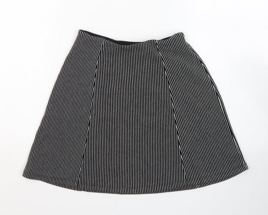 Bershka Womens Black Striped Cotton Mini Skirt Size M