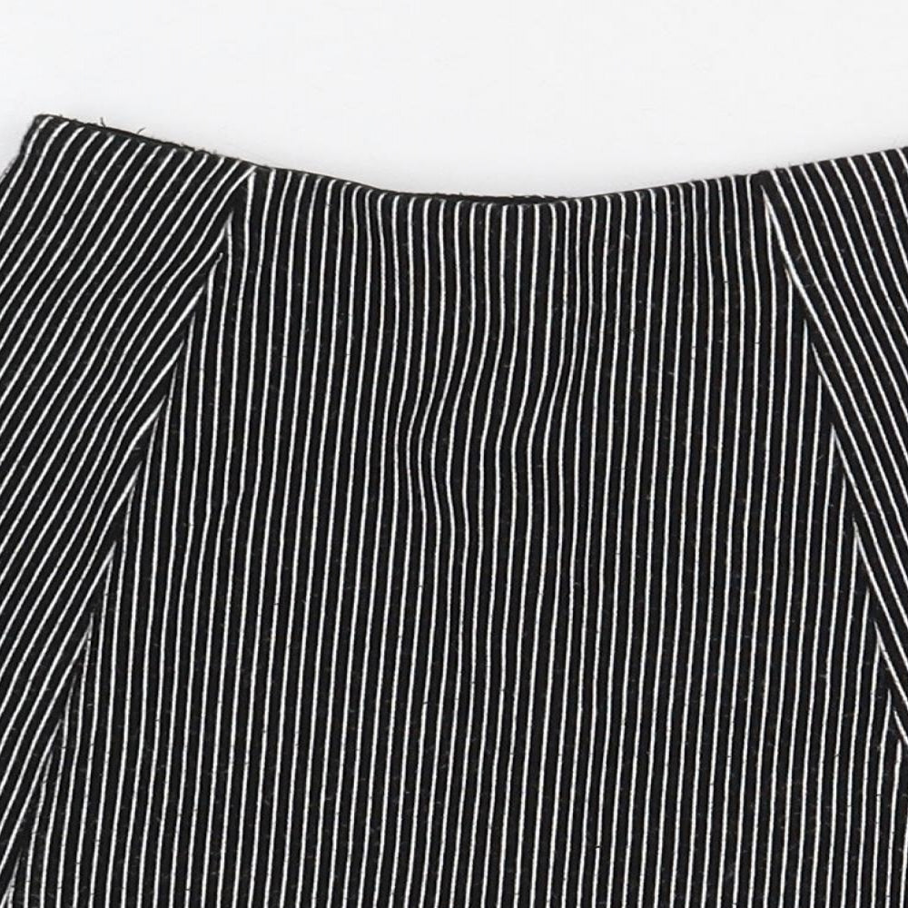 Bershka Womens Black Striped Cotton Mini Skirt Size M