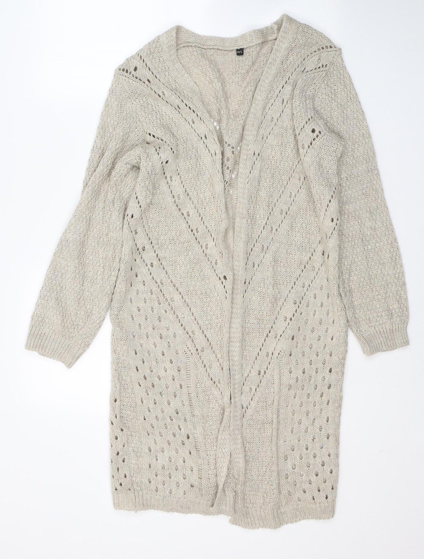 Made in England Womens Beige V-Neck  Acrylic Cardigan Jumper Size M