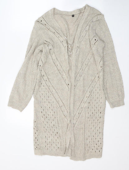 Made in England Womens Beige V-Neck  Acrylic Cardigan Jumper Size M