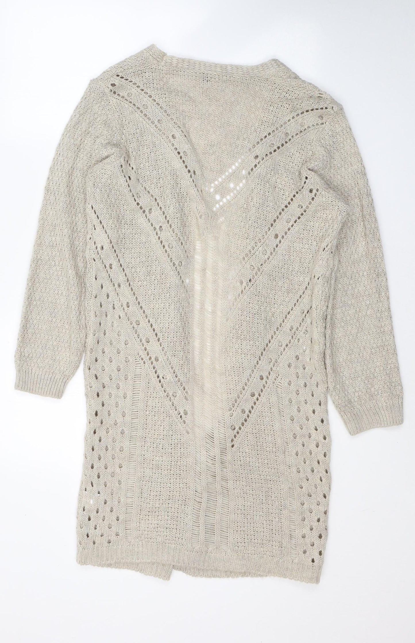 Made in England Womens Beige V-Neck  Acrylic Cardigan Jumper Size M