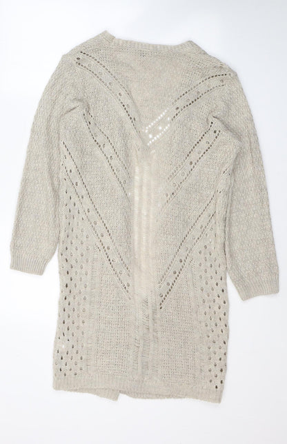 Made in England Womens Beige V-Neck  Acrylic Cardigan Jumper Size M