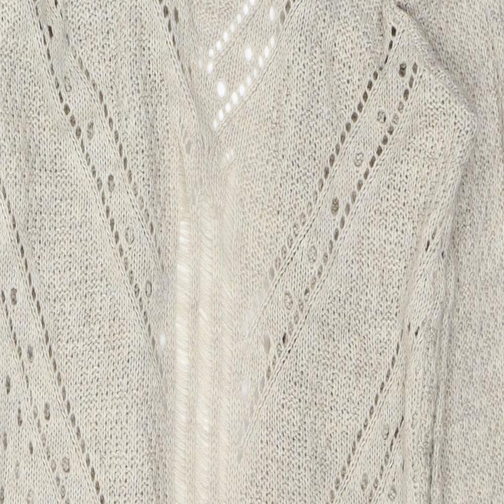 Made in England Womens Beige V-Neck  Acrylic Cardigan Jumper Size M