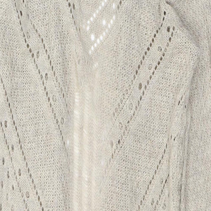 Made in England Womens Beige V-Neck  Acrylic Cardigan Jumper Size M