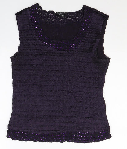 Additional front view of BEAST women’s purple polyester basic tank, size M, round neck
