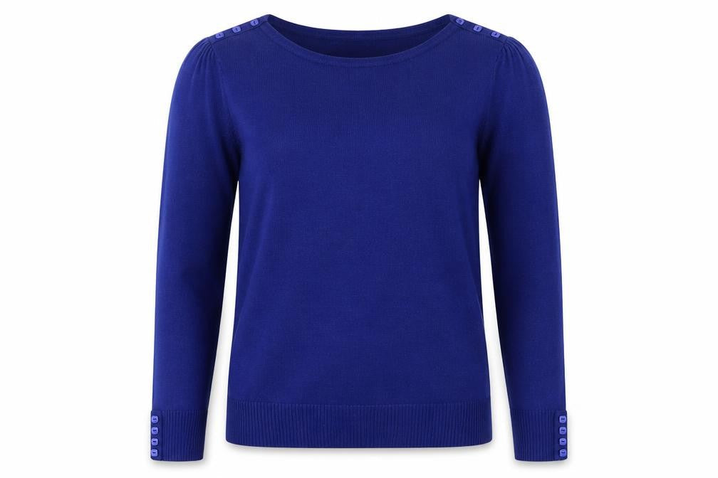 M&Co Womens Blue Round Neck  Acrylic Pullover Jumper Size 10