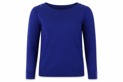 M&Co Womens Blue Round Neck  Acrylic Pullover Jumper Size 10
