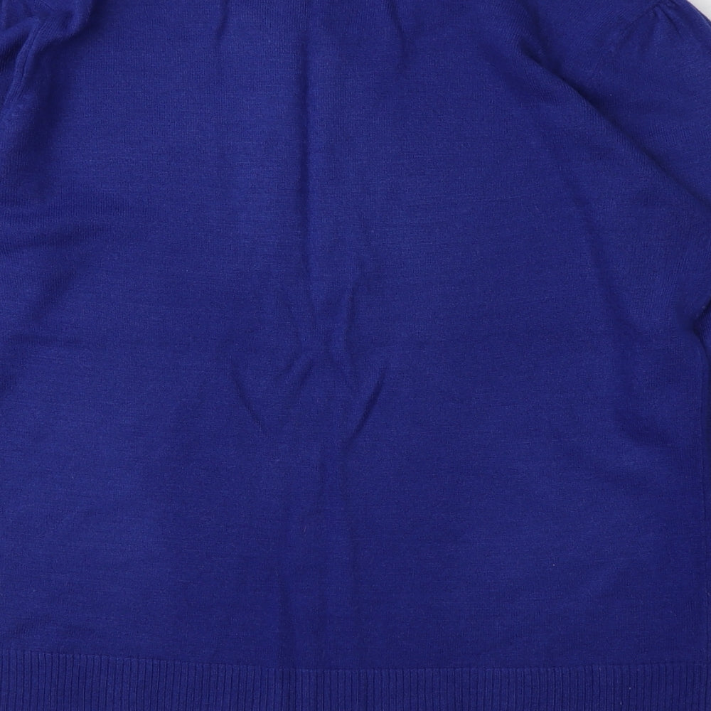 M&Co Womens Blue Round Neck  Acrylic Pullover Jumper Size 10
