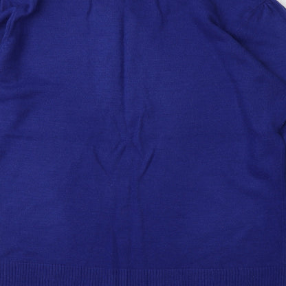 M&Co Womens Blue Round Neck  Acrylic Pullover Jumper Size 10