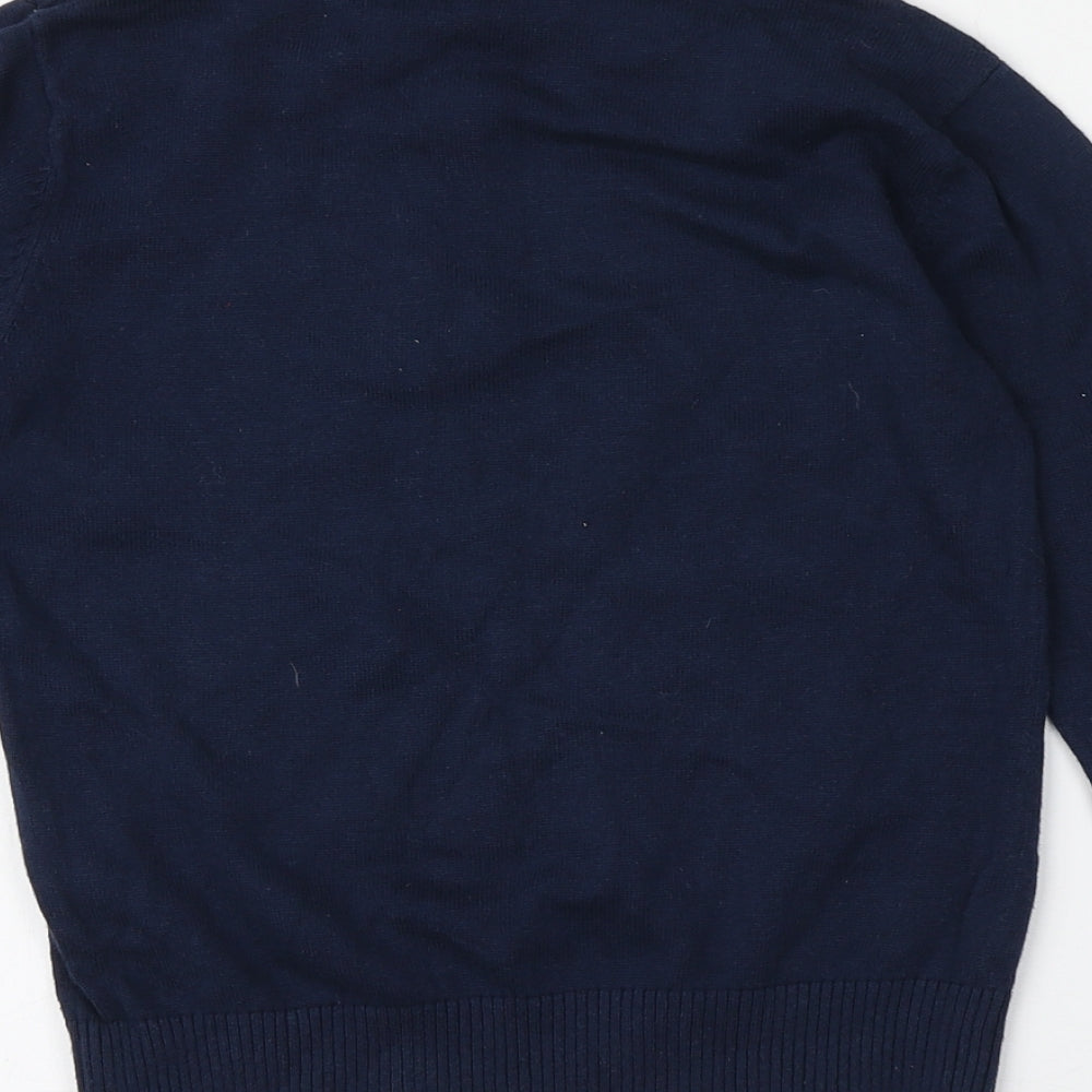 George Boys Blue Round Neck  100% Cotton Pullover Jumper Size 5-6 Years   - Santa Pattern