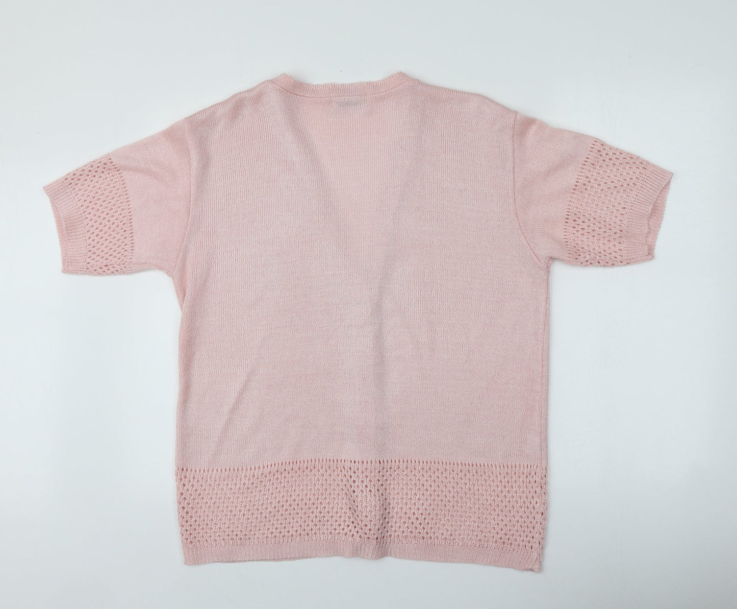 Cignal  Womens Pink V-Neck  Acrylic Cardigan Jumper One Size