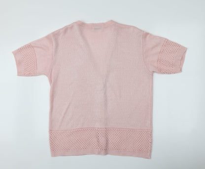 Cignal  Womens Pink V-Neck  Acrylic Cardigan Jumper One Size