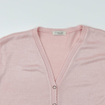 Cignal  Womens Pink V-Neck  Acrylic Cardigan Jumper One Size