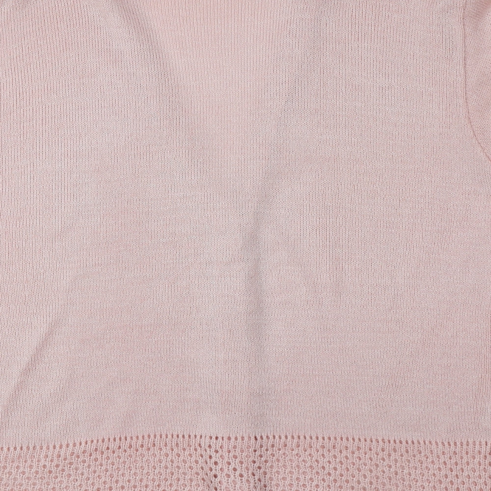Cignal  Womens Pink V-Neck  Acrylic Cardigan Jumper One Size
