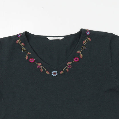 Womens UK Size 16 M&S Green Pullover Jumper