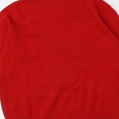 Avenue Womens Red Round Neck  Acrylic Pullover Jumper Size 8