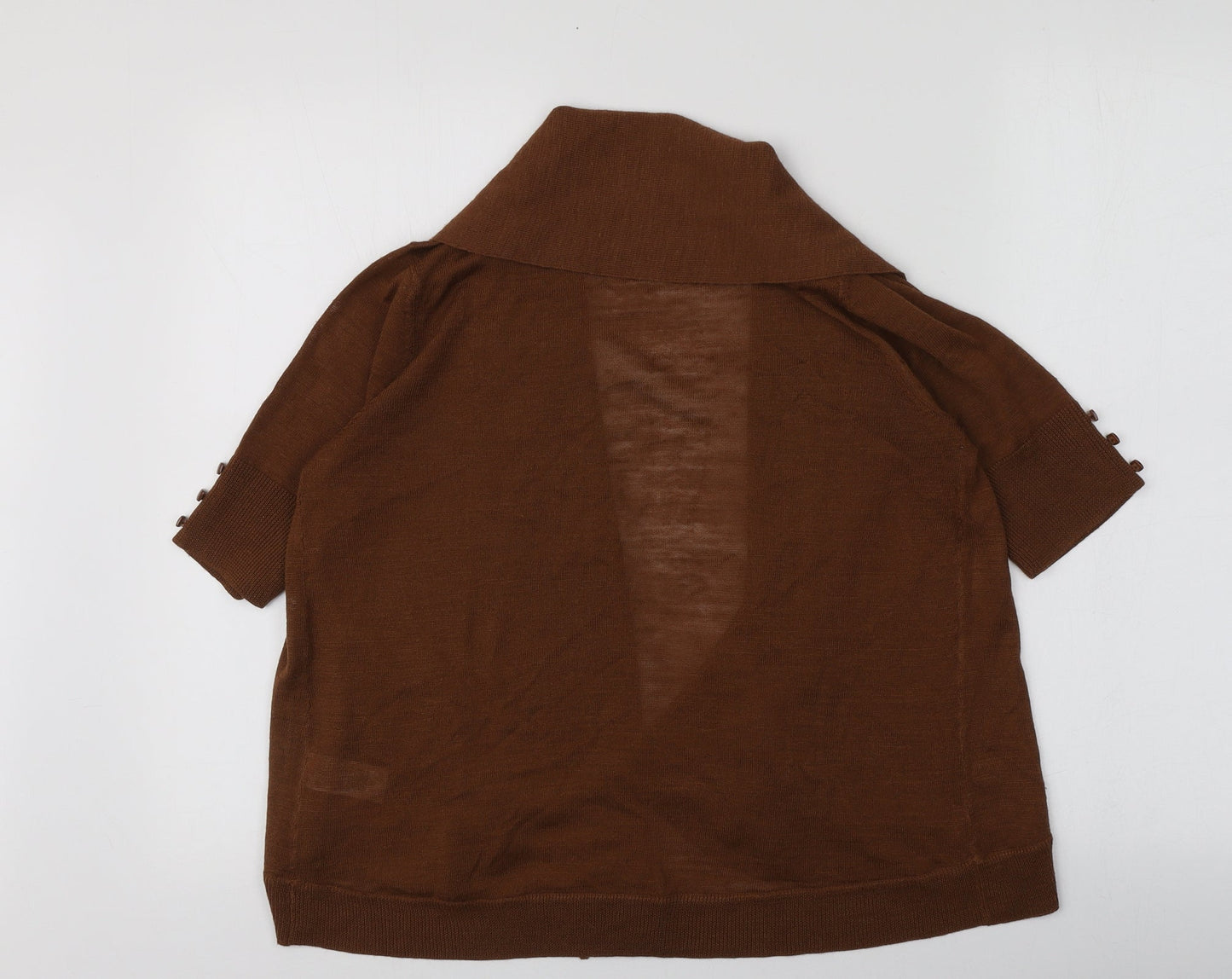 Mills Womens Brown V-Neck  Acrylic Cardigan Jumper Size 8