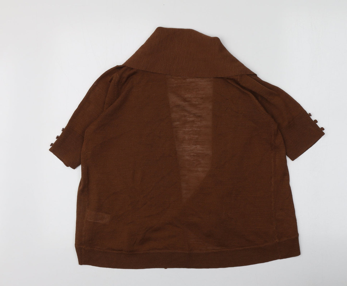Mills Womens Brown V-Neck  Acrylic Cardigan Jumper Size 8