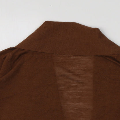 Mills Womens Brown V-Neck  Acrylic Cardigan Jumper Size 8