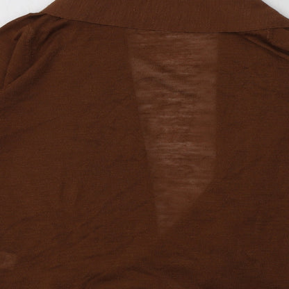 Mills Womens Brown V-Neck  Acrylic Cardigan Jumper Size 8