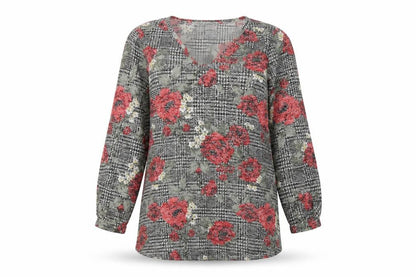 Absolutely Famous Womens Multicoloured Floral Polyester Basic T-Shirt Size 8 Round Neck