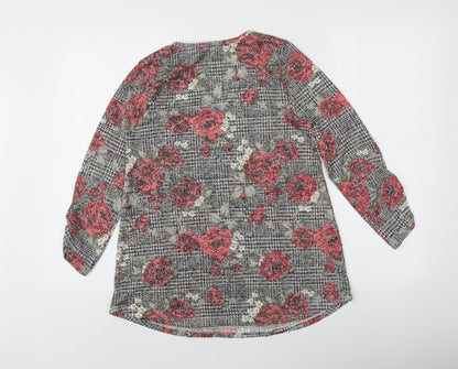 Absolutely Famous Womens Multicoloured Floral Polyester Basic T-Shirt Size 8 Round Neck