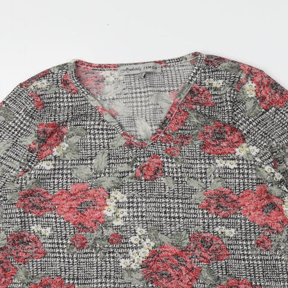 Absolutely Famous Womens Multicoloured Floral Polyester Basic T-Shirt Size 8 Round Neck