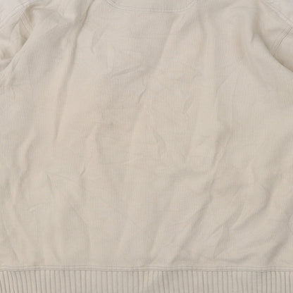 BHS Mens Beige Round Neck  Cotton Pullover Jumper Size M