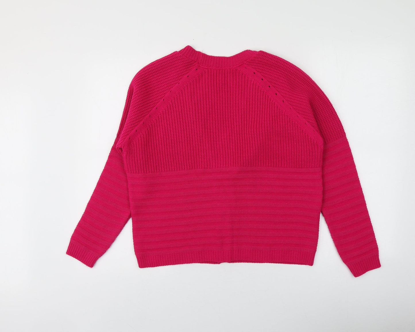 TU Womens Pink V-Neck  Acrylic Cardigan Jumper Size 12