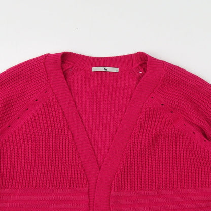 TU Womens Pink V-Neck  Acrylic Cardigan Jumper Size 12