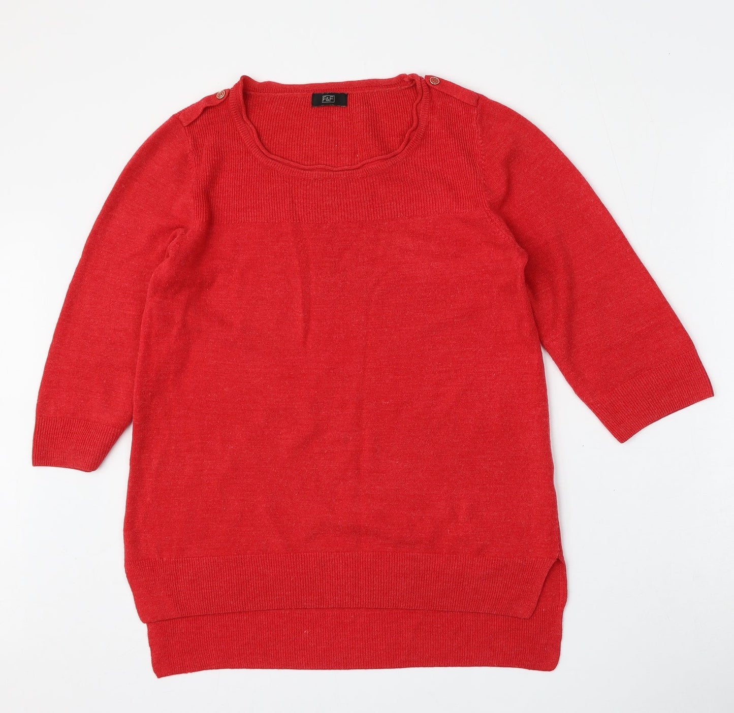 F&F Womens Red Round Neck  Polyester Pullover Jumper Size L