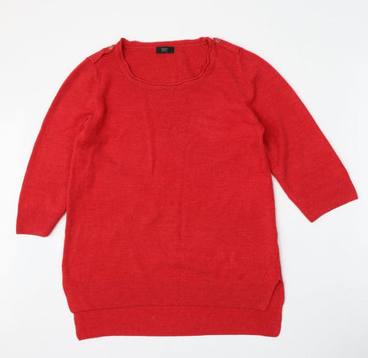 F&F Womens Red Round Neck  Polyester Pullover Jumper Size L