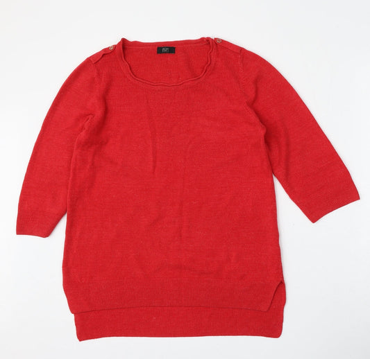 F&F Womens Red Round Neck  Polyester Pullover Jumper Size L