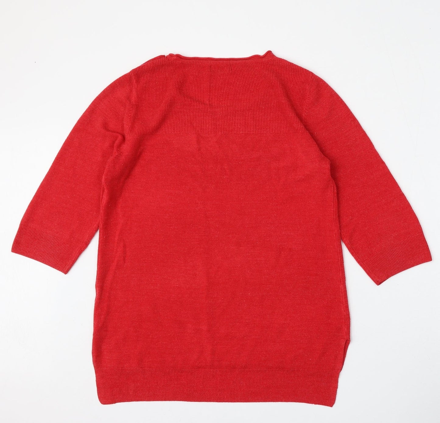 F&F Womens Red Round Neck  Polyester Pullover Jumper Size L