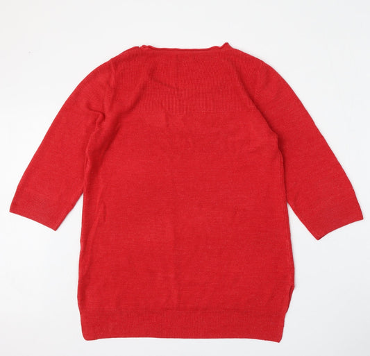 F&F Womens Red Round Neck  Polyester Pullover Jumper Size L