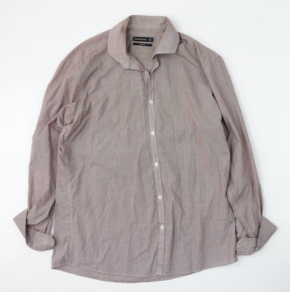 Mens UK Size 16.5 Cedar Wood State Red  Button-Up Long Sleeve Casual Shirt
