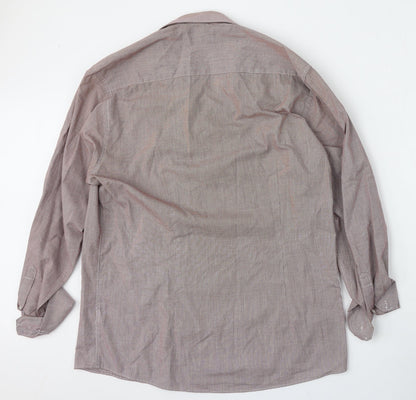 Mens UK Size 16.5 Cedar Wood State Red  Button-Up Long Sleeve Casual Shirt