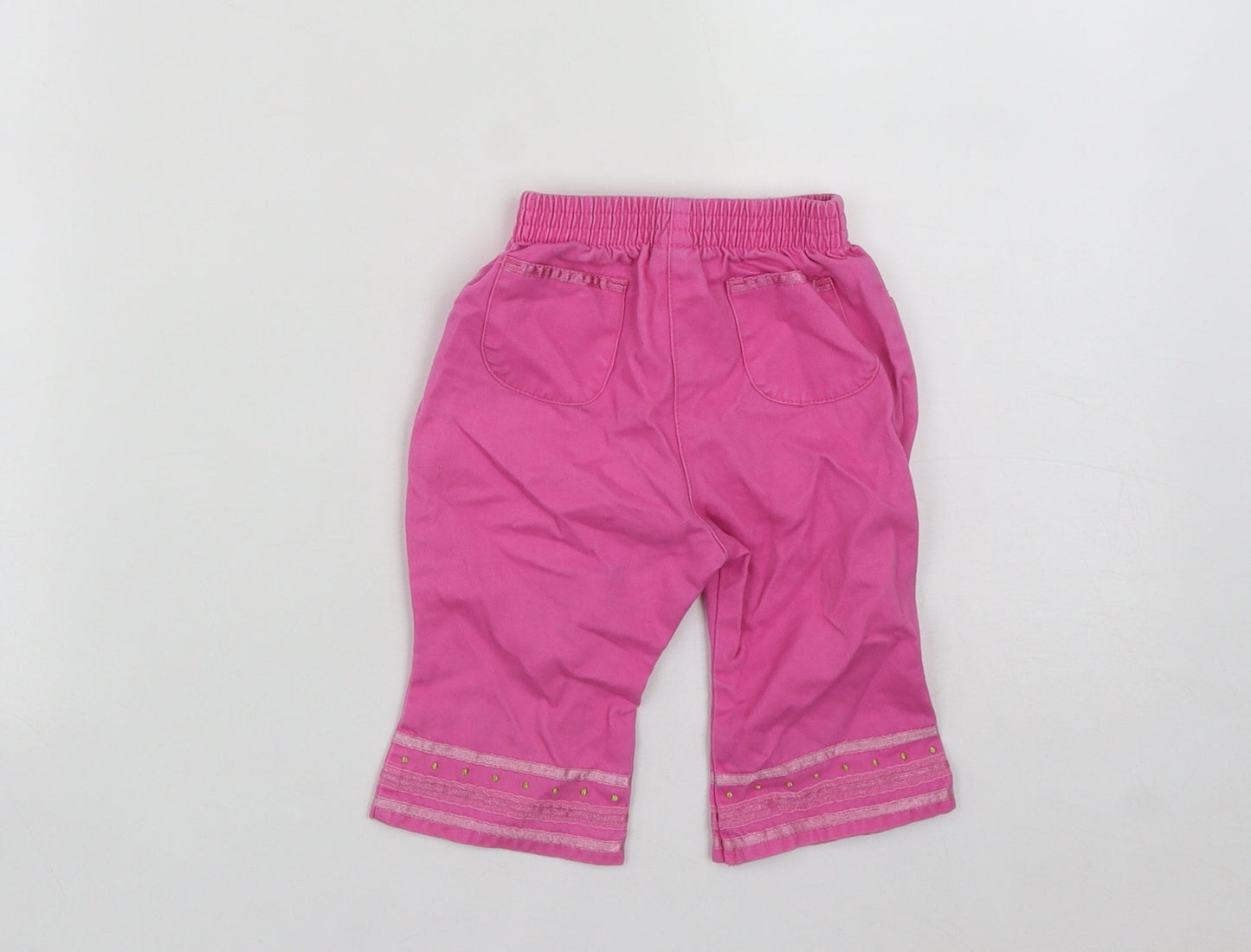 Adams Girls Pink Geometric Cotton Cropped Trousers Size 3-6 Months