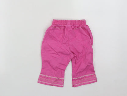 Adams Girls Pink Geometric Cotton Cropped Trousers Size 3-6 Months