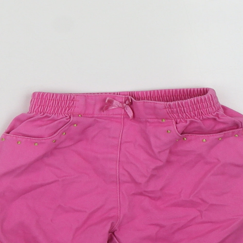 Adams Girls Pink Geometric Cotton Cropped Trousers Size 3-6 Months