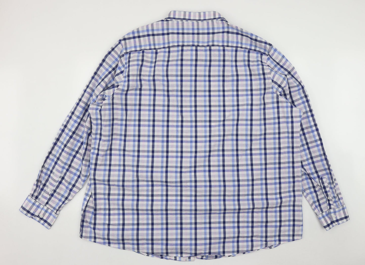 William & Brown Mens Blue Plaid Cotton  Button-Up Size XL Collared Buckle